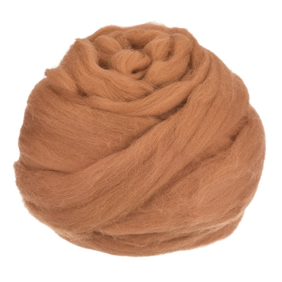 Needle Felting Wool, 3.5Oz Nature Fibre Wool Yarn Roving for Wet Felting, Handcrafts (Light Brown)