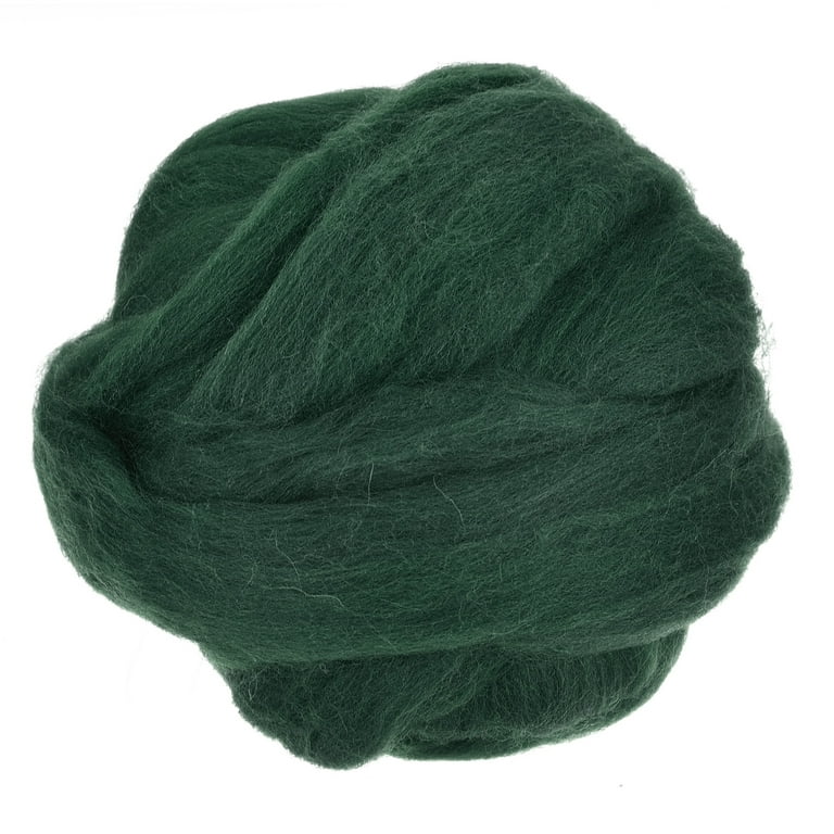 Needle Felting Wool, 3.5Oz Nature Fibre Wool Yarn Roving for Wet Felting,  Handcrafts (Light Dark Green) 