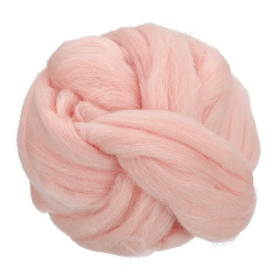 Needle Felting Wool, 3.5Oz Nature Fibre Wool Yarn Roving for Wet Felting, Handcrafts (White Pink)