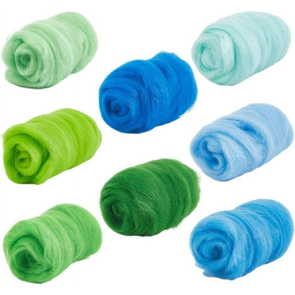 Needle Felting Wool Roving DIY Craft Material Mixed Color 210x150x30mm 8 colors/set