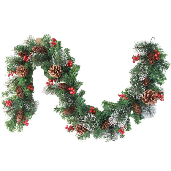 Needle Garland Decorative Arrangement Featuring Red Berries and Natural Vine for Elegant Home Seasonal Displays