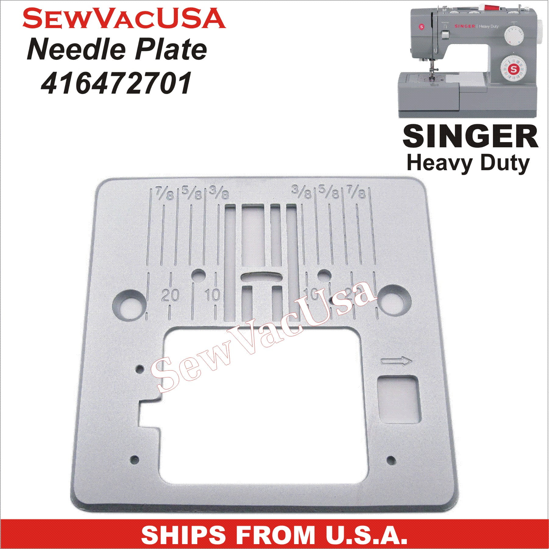 Needle Plate For Singer 4452, 5511, 5523, 5532 Heavy Duty Sewing Machines - Part #416786701 - View #3