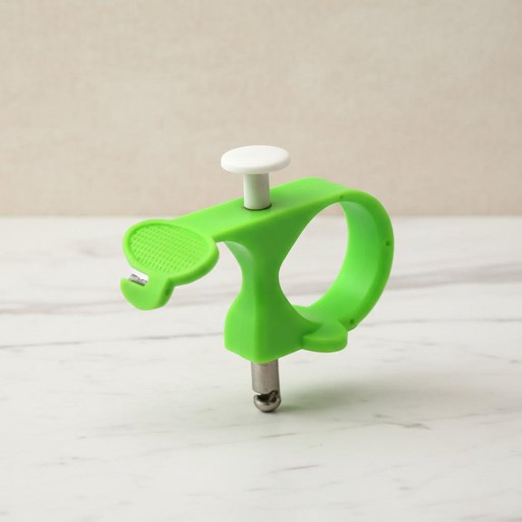 Needle Puller, Thread Cutter Sewing Thimble Shielded Protector for Quilting Craft DIY Sewing Tools (Green)