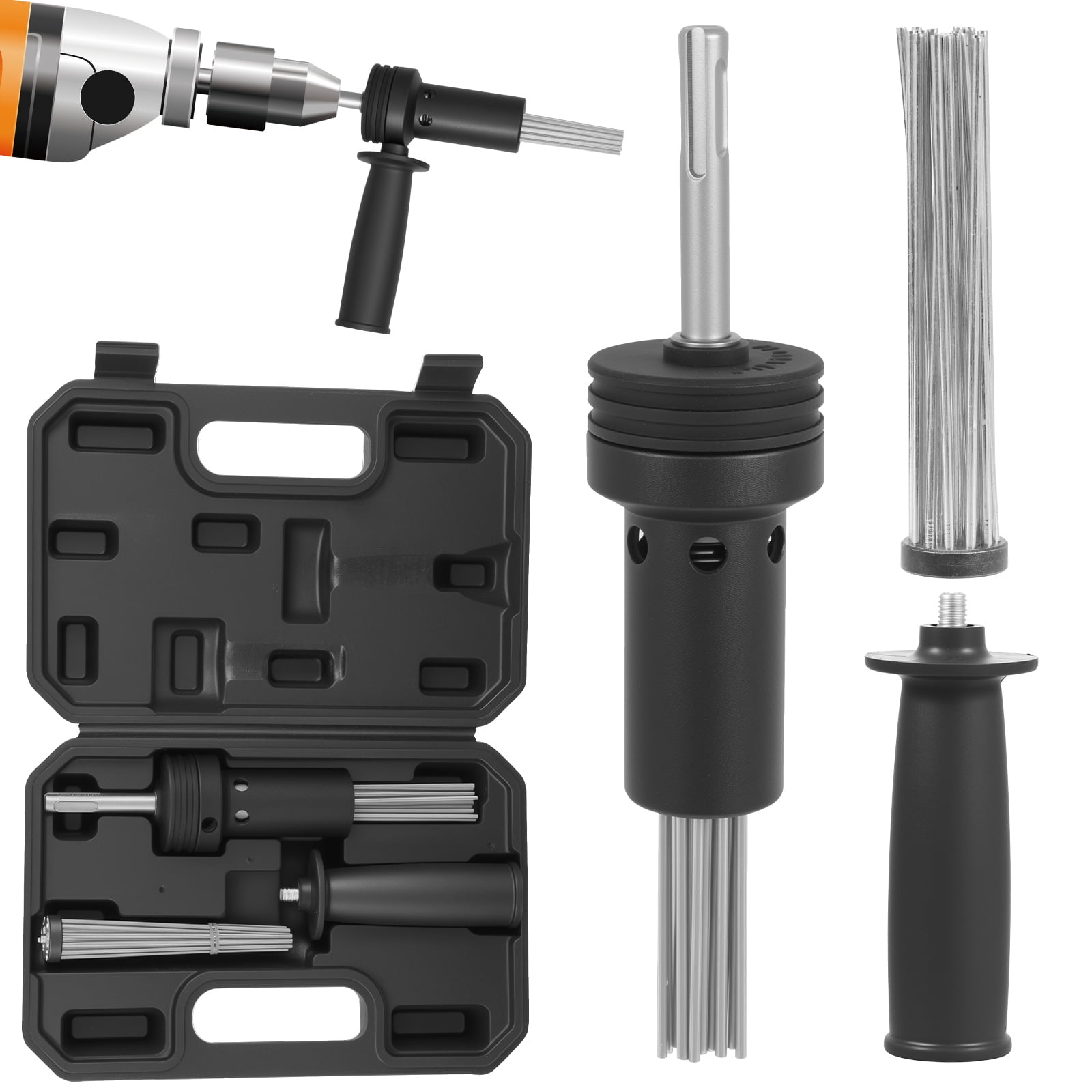 Needle Scaler SDS Plus Attachment for Hammer Drill Needle Scaler Alternative 18 Prong for Paint Stripping Rust Removal Concrete Scabbling