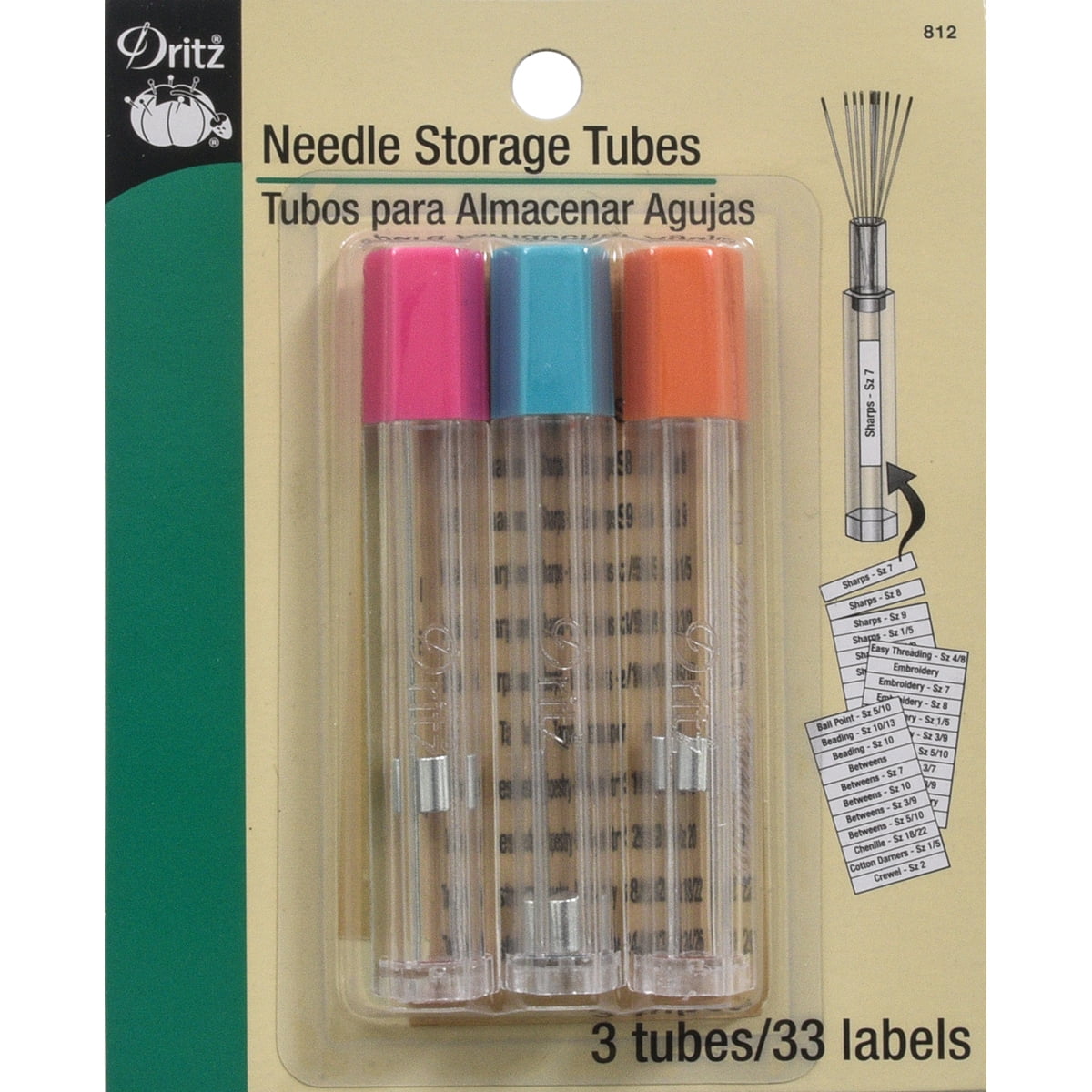 Dritz Needle Storage Tubes 3-pkg-clear