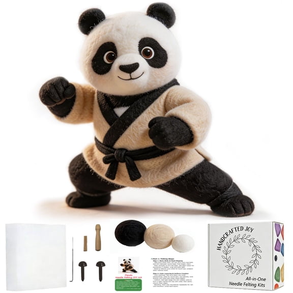 Needle felt kit, Panda design felt kit, easy for beginners to use, comes with instructions, complete tools, DIY home decoration