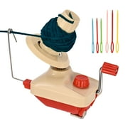 Needlecraft Yarn Ball Winder Hand Operated, with Tabletop Clamp and 6 Yarn Needles, Red