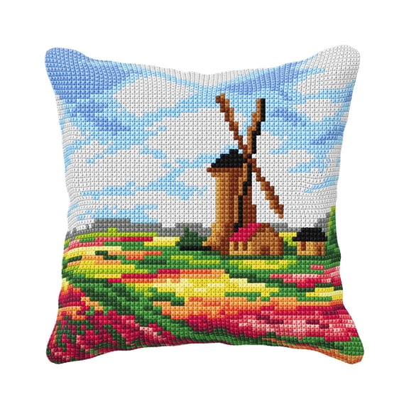 Needlepoint Cushion. Cross stitch kit "Landscape with a Windmill" 99113
