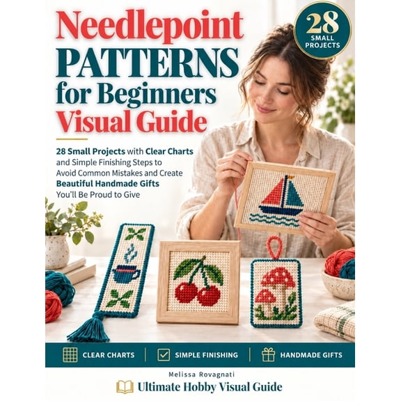 Needlepoint Patterns for Beginners Visual Guide: 28 Small Projects with Clear Charts and Simple Finishing Steps to Avoid, (Paperback)