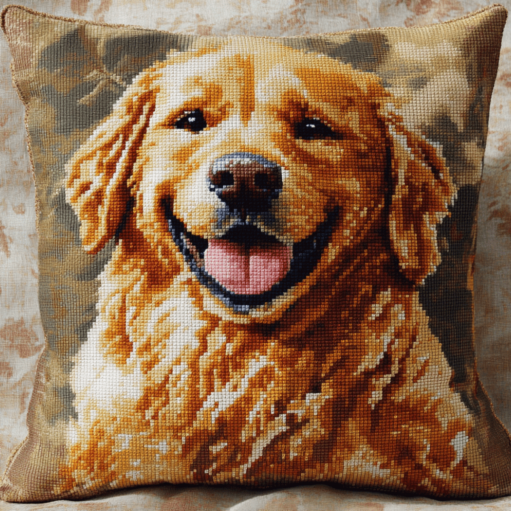 Needlepoint Pillow Kit Animal Dog 11CT Stamped Cross Stitch Pillow Kits 18x18in