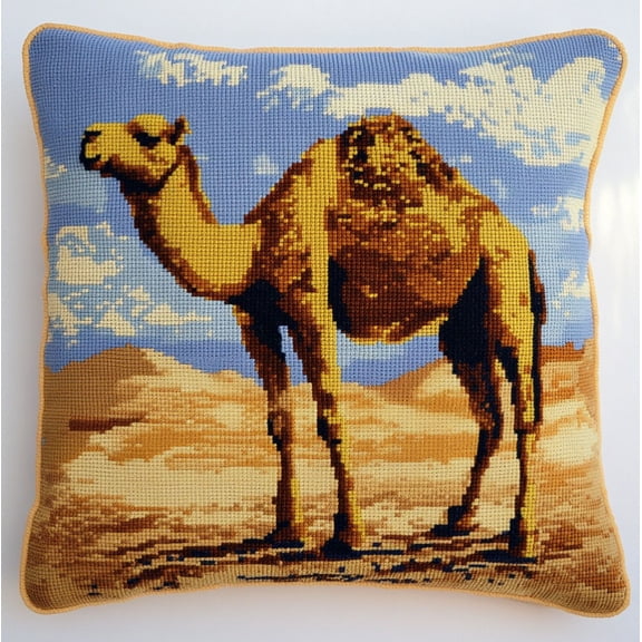 Needlepoint Pillow Kit Animal camel Stamped Cross Stitch Pillow Kits Embroidery Pillowcase 18x18inch
