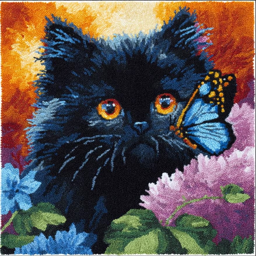Needlepoint Pillow Kit Cat Diy Latch Hook Kits Pillow Needlepoint Cushion Kit For Home Décor Needlework Set For Adult Beginners 17X17In