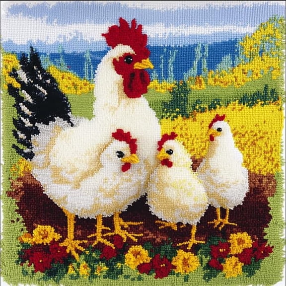 Needlepoint Pillow Kit Chick Diy Latch Hook Kits Pillow Needlepoint Cushion Kit For Home Dcor Needlework Set For Adult Beginners 17X17In