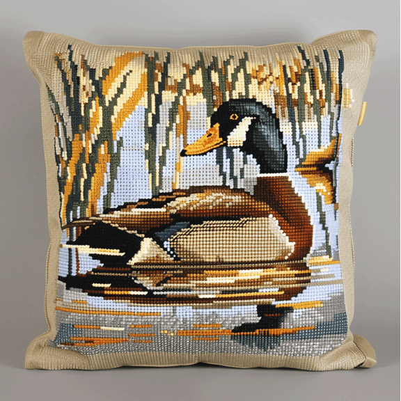 Needlepoint Pillow Kit Ducks in the river 11CT Stamped Cross Stitch Pillow Kits 18x18in