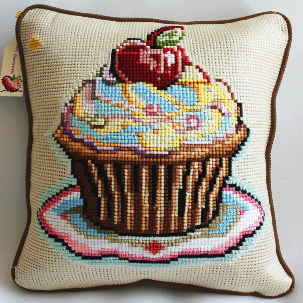 Needlepoint Pillow Kit Ice cream pattern 11CT Stamped Cross Stitch Pillow Kits 18x18in