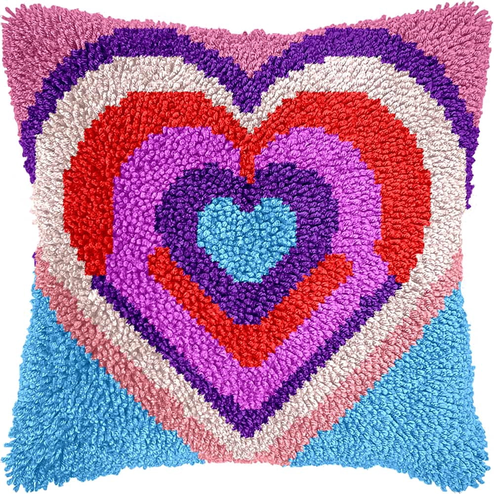 Needlepoint Pillow Kit Love Diy Latch Hook Kits Pillow Needlepoint Cushion Kit For Home Décor Needlework Set For Adult Beginners 17X17In