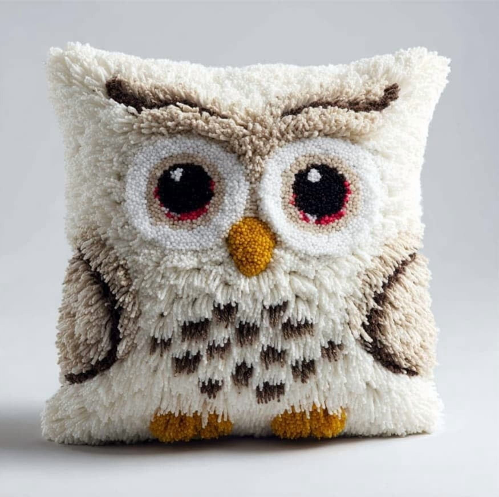 Needlepoint Pillow Kit Owl Diy Latch Hook Kits Pillow Needlepoint Cushion Kit For Home Décor Needlework Set For Adult Beginners 17X17In