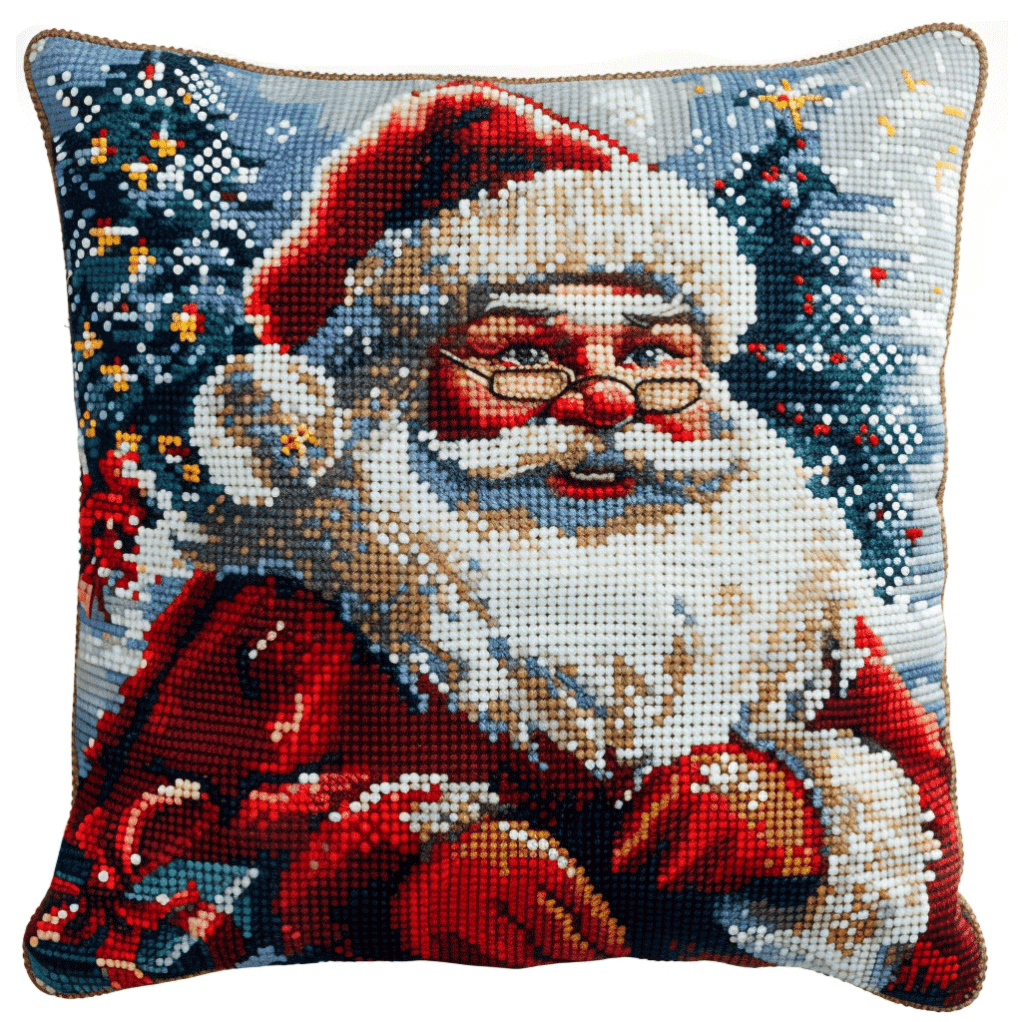 Needlepoint Pillow Kit Santa Claus 11CT Stamped Cross Stitch Pillow Kits 18x18in