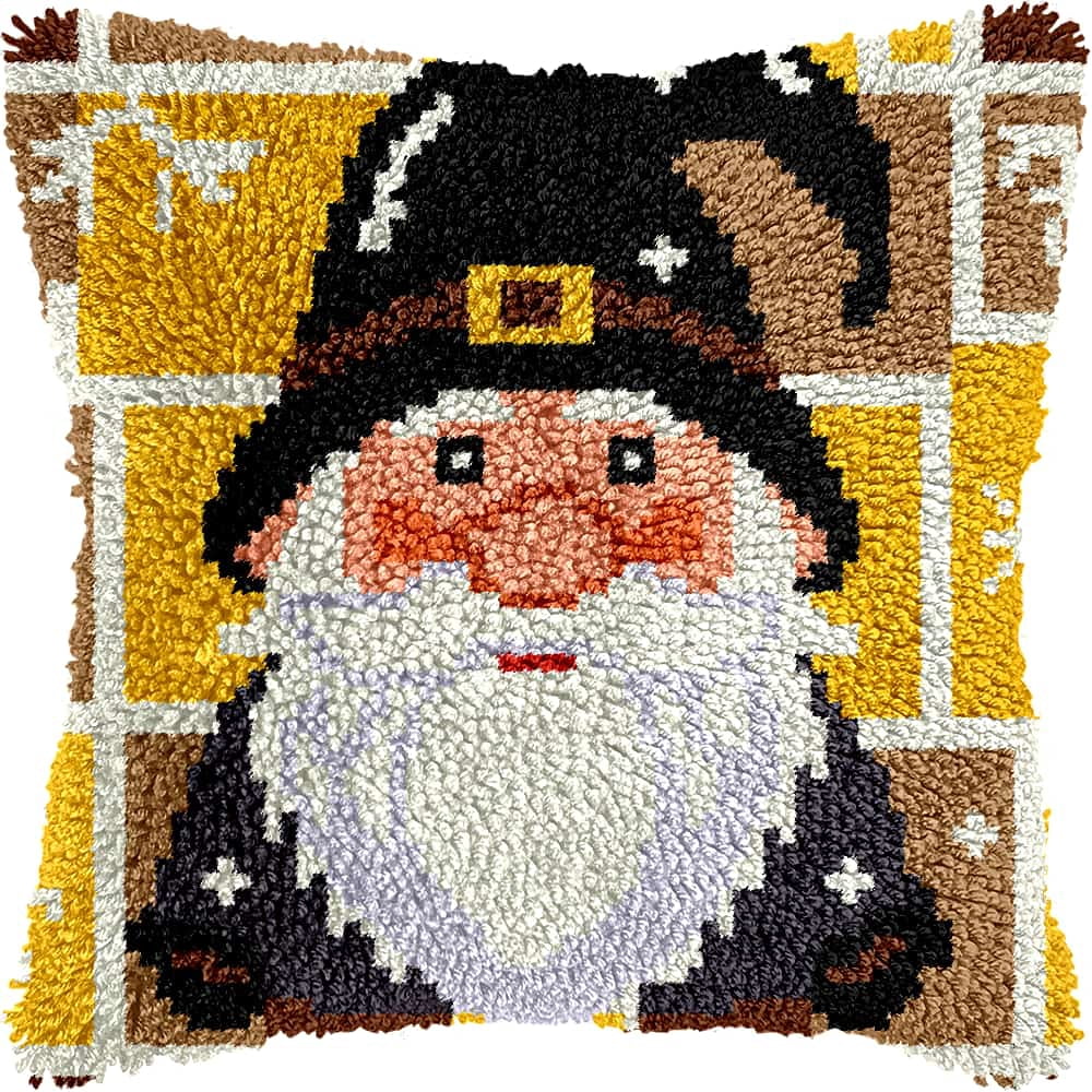 Needlepoint Pillow Kit Santa Claus Diy Latch Hook Kits Pillow Needlepoint Cushion Kit For Home Décor Needlework Set For Adult Beginners 17X17In