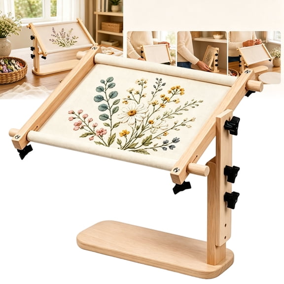 Needlepoint Stand,Adjustable Tabletop Embroidery Hoop Stand,Cross Stitch Frame Holder with Split Rail Scroll Frame for Tapestry,Sewing,Needlework