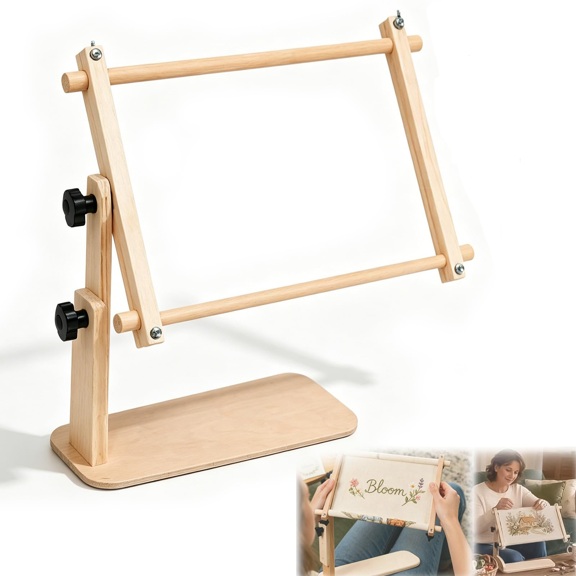 Needlepoint Stand – Cross Stitch Frame Holder, Needlepoint Lap Rack with 360° Rotating Stable Sitting-Base Design, for Embroidery Hoops, Cross Stitch Needlepoint DIY