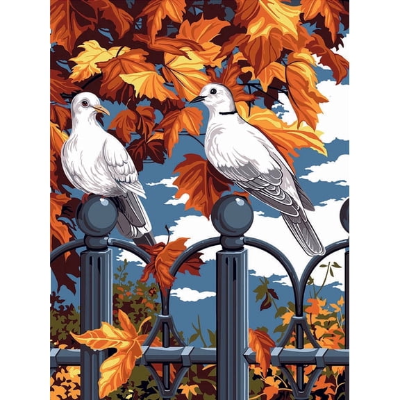 Needlepoint canvas for halfstitch without yarn Autumn and Wrought Iron Canvas SE926.301 Seg De Paris Printed Tapestry Canvas