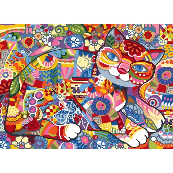 Needlepoint canvas for halfstitch without yarn Canvas Cat Flora SE929.603 Seg De Paris Printed Tapestry Canvas