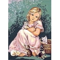 thumbnail image 1 of Needlepoint canvas for halfstitch without yarn Canvas Little Girl with Cats SE929.116 Seg De Paris Printed Tapestry Canvas, 1 of 3