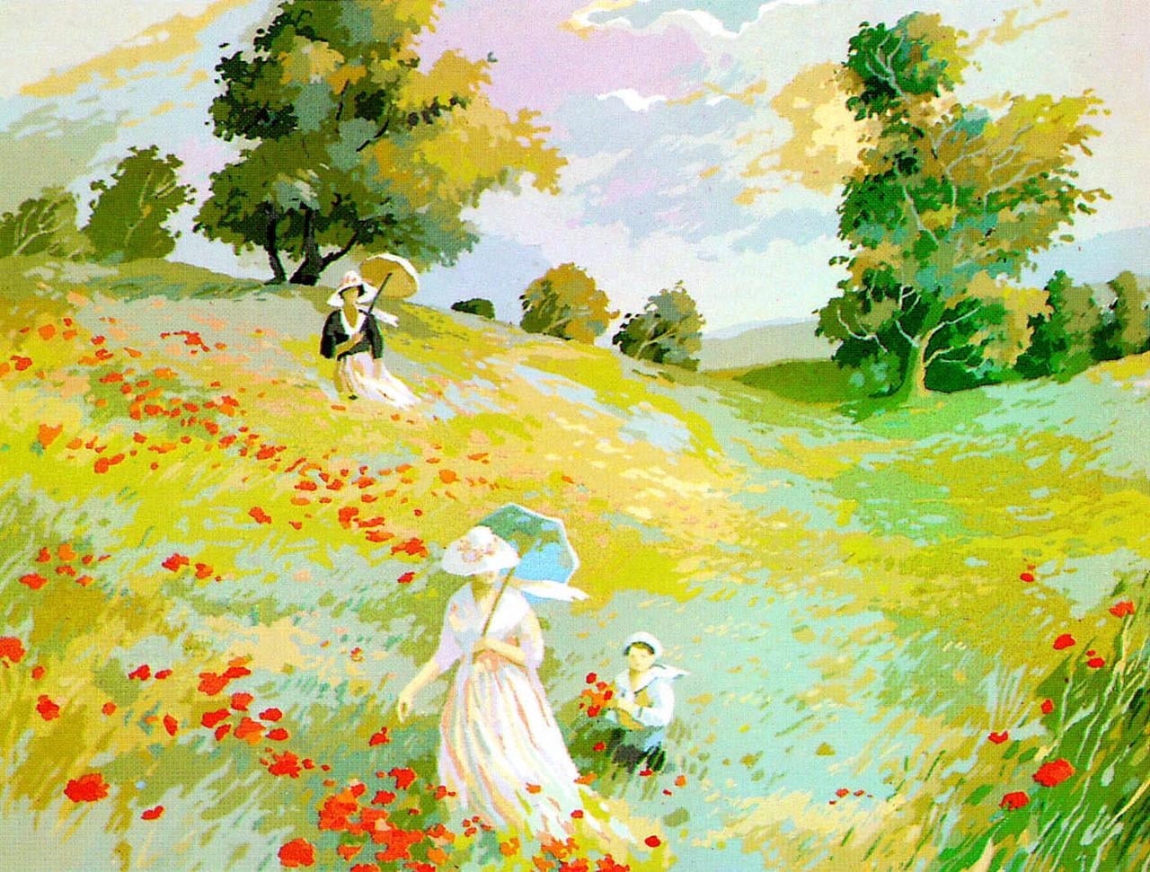 Needlepoint canvas for halfstitch without yarn Canvas Promenade SE981.61 Seg De Paris Printed Tapestry Canvas