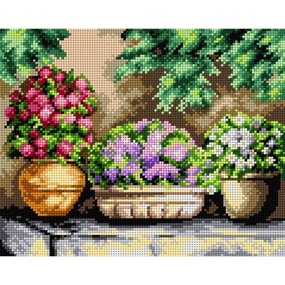 Needlepoint canvas for halfstitch without yarn Flowers in My Garden 2411H - Printed Tapestry Canvas