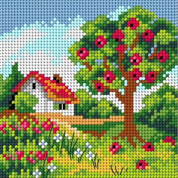 Wizardi Needlepoint Canvas for halfstitch Without Yarn Four Seasons - Summer 2842D Orchidea
