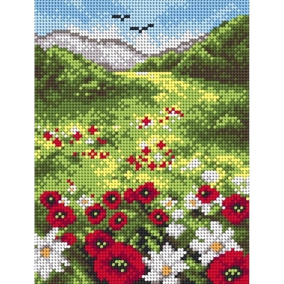 Wizardi Needlepoint Canvas for halfstitch Without Yarn On the Meadow 2227F Orchidea