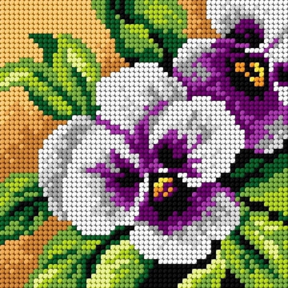 Wizardi Needlepoint Canvas for halfstitch Without Yarn Pansy 2757D Orchidea