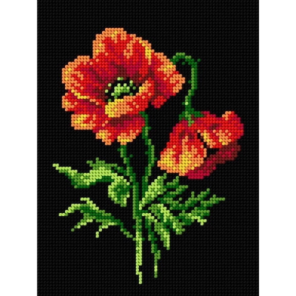 Needlepoint canvas for halfstitch without yarn Red Poppies 2573F - Printed Tapestry Canvas