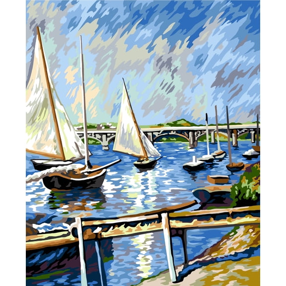 Wizardi Needlepoint Canvas for halfstitch Without Yarn Sailboats in Argenteuil MRC1345187 Margot de Paris