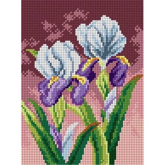 Wizardi Needlepoint Canvas for halfstitch Without Yarn Spring Irises 2595F Orchidea