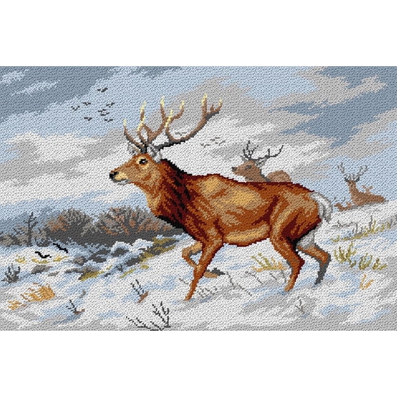 Needlepoint canvas for halfstitch without yarn Stags in the Snow 3567Q