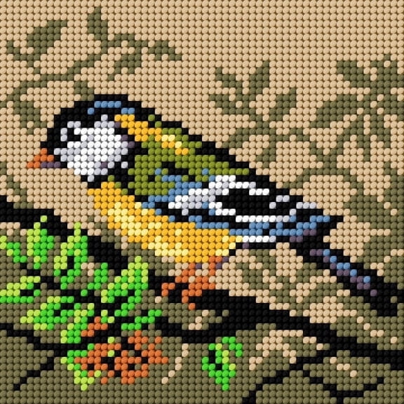 Needlepoint canvas for halfstitch without yarn Titmouse 2050D - Printed Tapestry Canvas