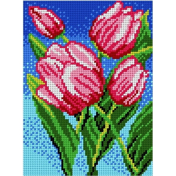 Wizardi Needlepoint Canvas for halfstitch Without Yarn Tulips 1828F Orchidea