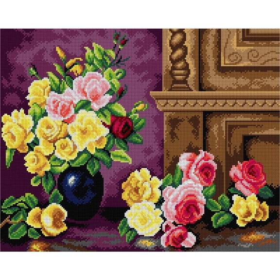 Needlepoint canvas for halfstitch without yarn after Olaf Hermansen - Still Life with Roses 2861M