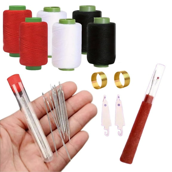 Needles for Hand Sewing, Thread for Sewing, Seam Ripper and Needle Threader, Thimbles for Hand Embroidery, Stainless Steel, Sewing Notions & Supplies, 37 Pc, Home Portable
