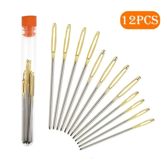 Needles Needles Blunt Large-Eye Yarn 12 Knitting Steel Stainless Sewing Tools & Home Improvement