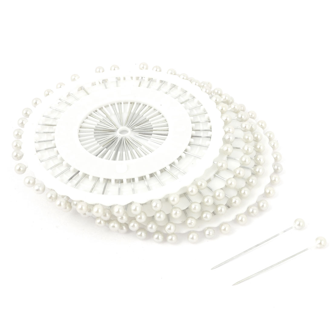 Needlework 36mm Long White Needle Pearl Headed Pins Roll Wheel 150 PCS 