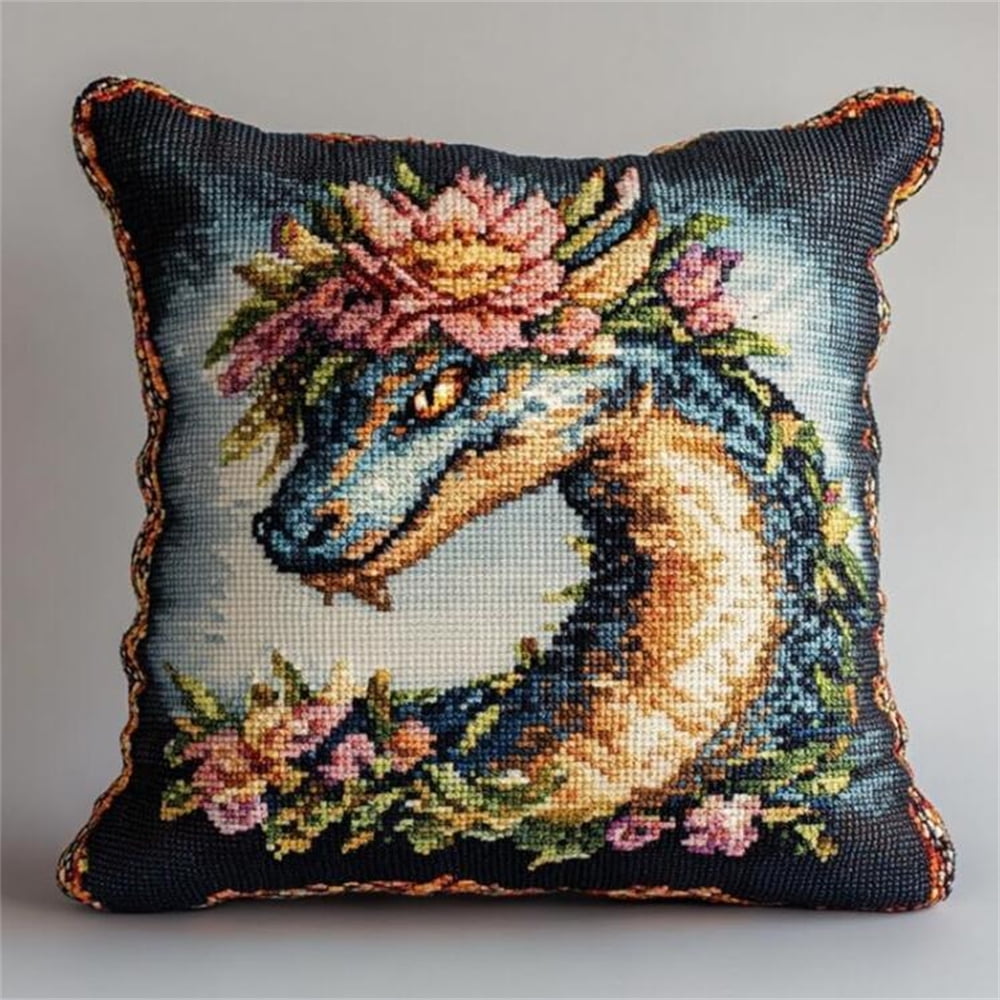 Needlework Cushion Kit, Animal Prints DIY Cross Stitch Cushion Kits Cross Stitch Kits for Adults  Cushion Embroidery Kit 11ct Decoration Embroidery Pillow Case