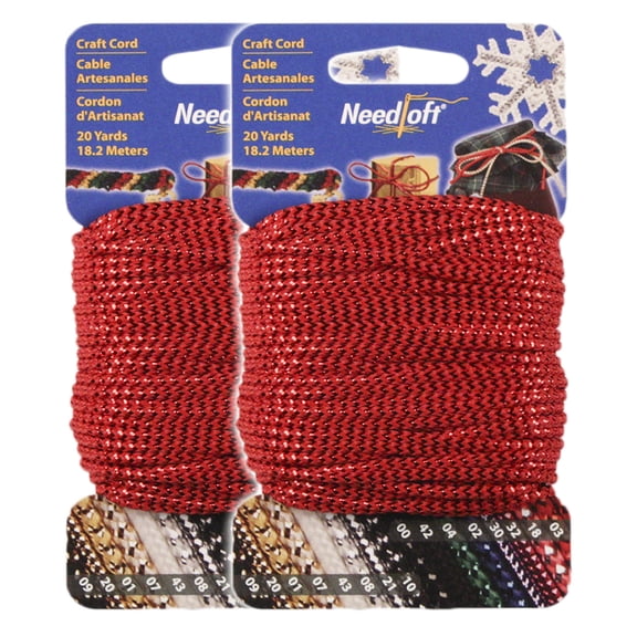 Needloft Craft Cord - #03 Metallic Red - 2 Pack (2x20yds) = 40 Yards