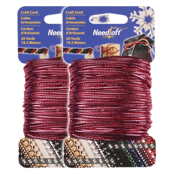 Needloft Craft Cord - #32 Solid Metallic Magenta - 2 Pack (2x20yds) = 40 Yards