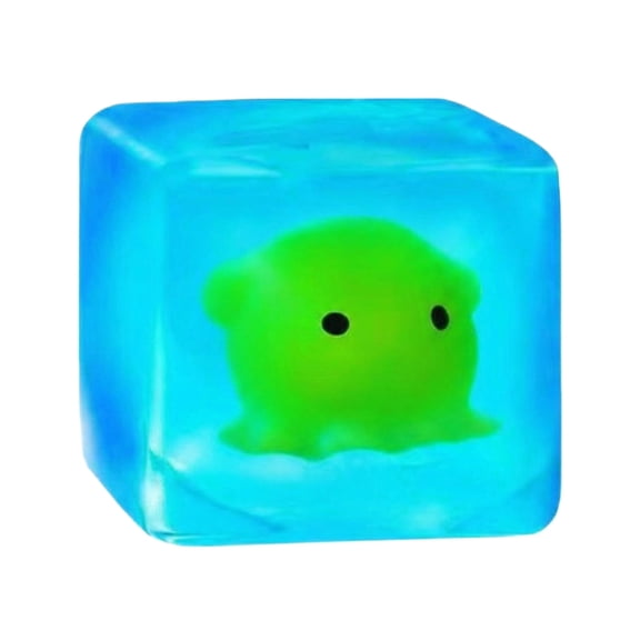Needo Squeeze Toy Squishy Glow in the Dark Square Squeeze Toy, Soft Rubber Maltose-Filled Stress Relief Sensory Toy, Creative Night Light Squishy Toy STYLE #F Octopus