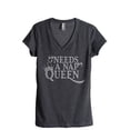 thumbnail image 1 of Needs A Nap Queen Women's Fashion Relaxed V-Neck T-Shirt Tee Charcoal Grey Medium, 1 of 3