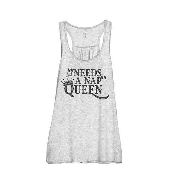 Needs A Nap Queen Women's Fashion Sleeveless Flowy Racerback Workout Yoga Tank Top Sport Grey Large
