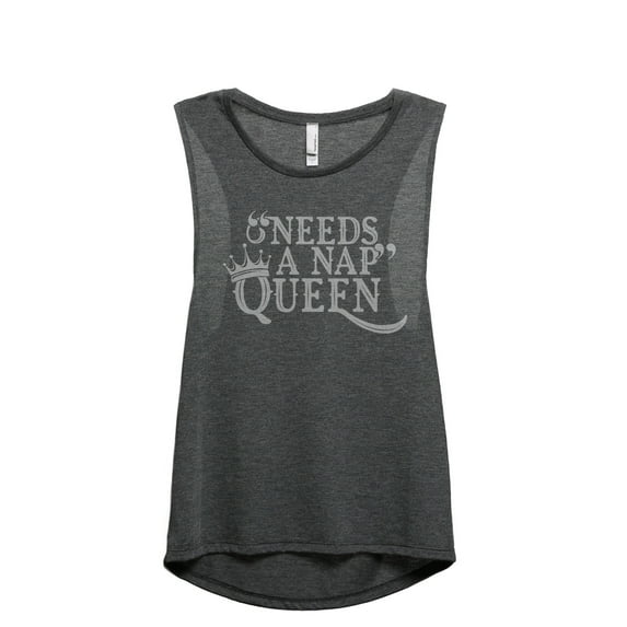 Needs A Nap Queen Women's Fashion Sleeveless Muscle Workout Yoga Tank Top Charcoal Grey Large